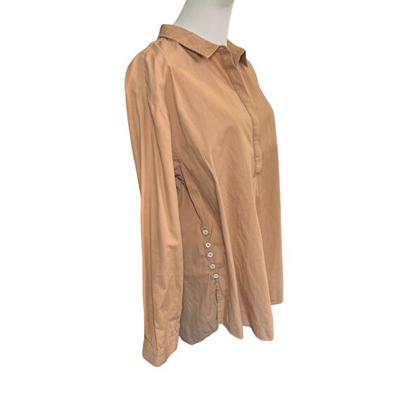 Anthropologie By Anthropologie Tan Cotton Tunic Shirt Blouse Women’s Large - Picture 7 of 8